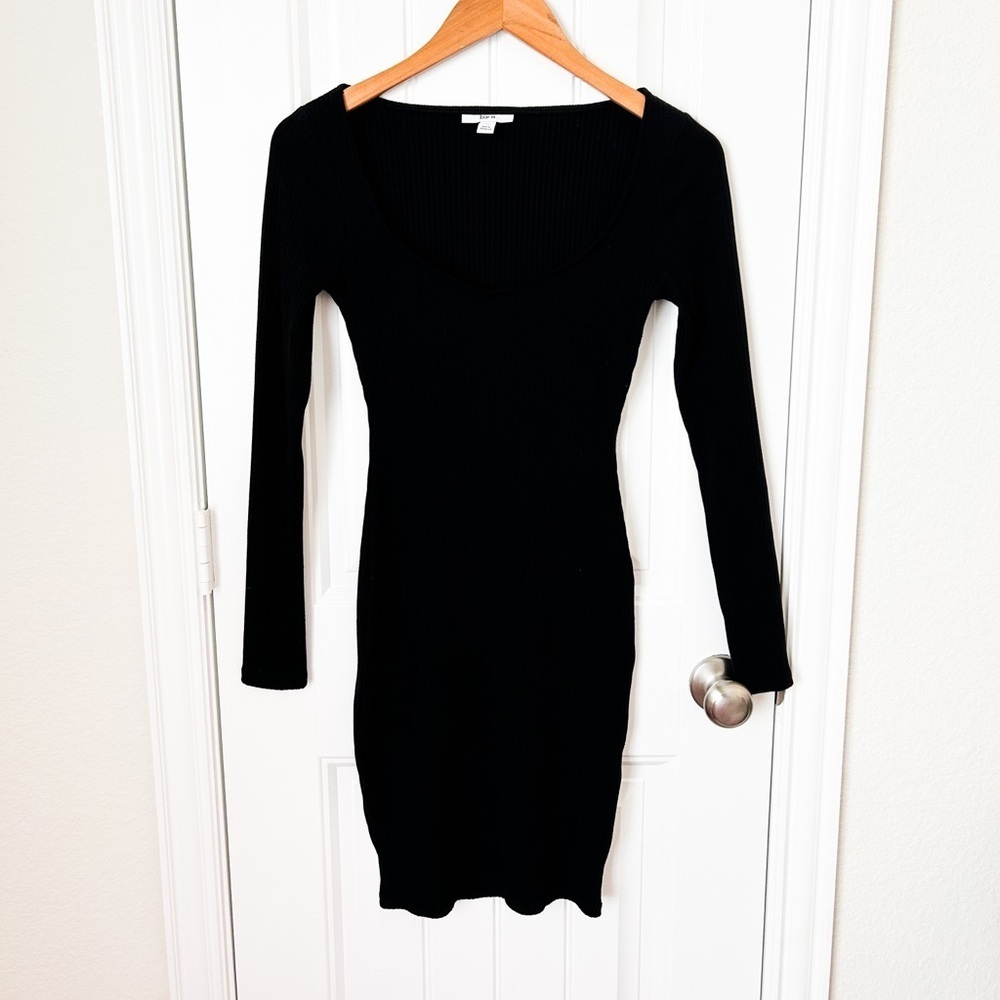 Bar III Black Ribbed Knit Bodycon Dress Size XS